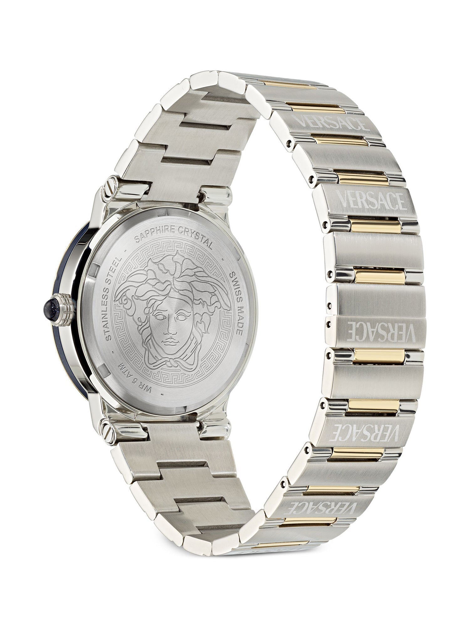 Versace Greca Logo Moonphase Mother of Pearl Dial Two Tone Steel Strap Watch for Women - VE7G00524