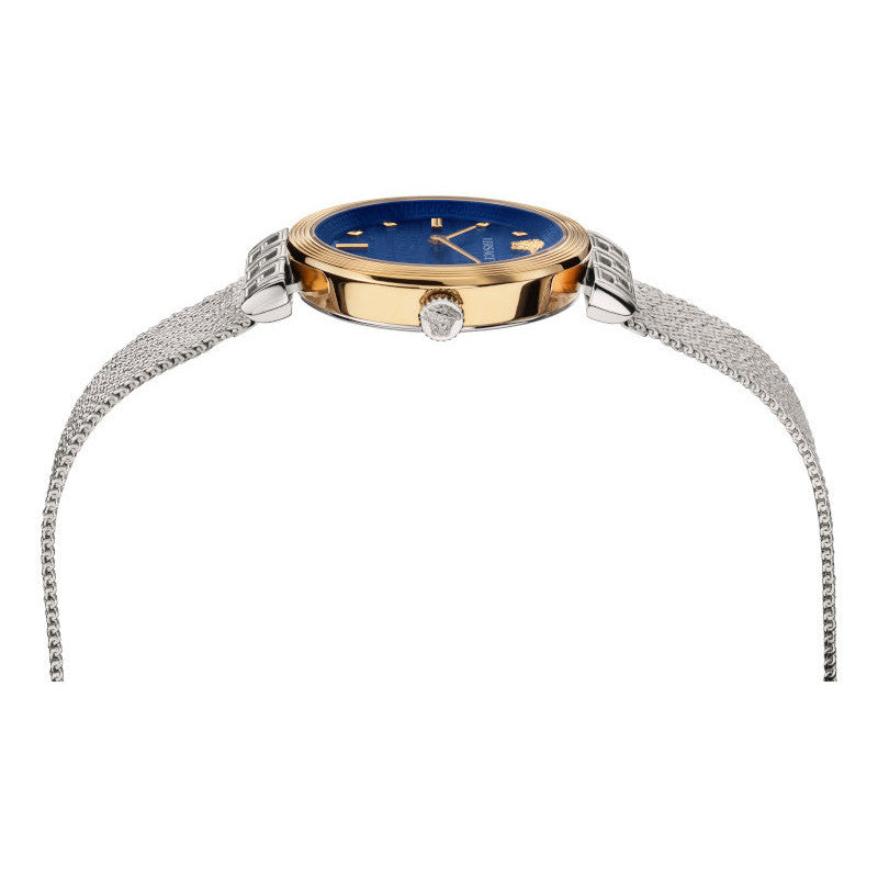 Versace Meander Blue Dial Silver Mesh Bracelet Watch for Women - VELW00520