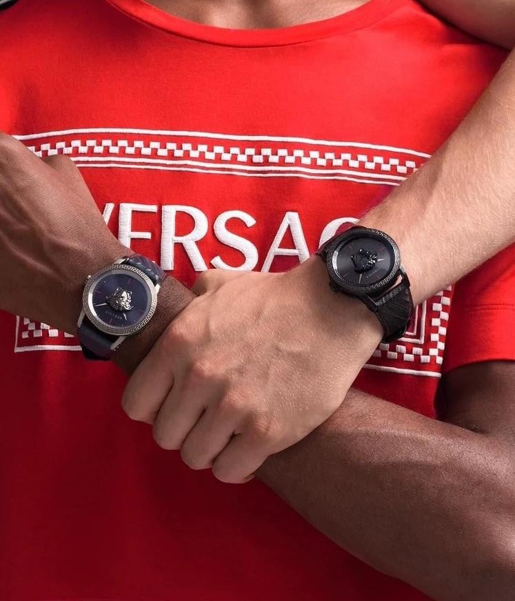 Versace Palazzo Empire Blue Dial Blue Leather Strap Watch for Men - VERD00118