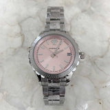 Versace Hellenyium Pink Dial Silver Steel Strap Watch for Women - V12010015