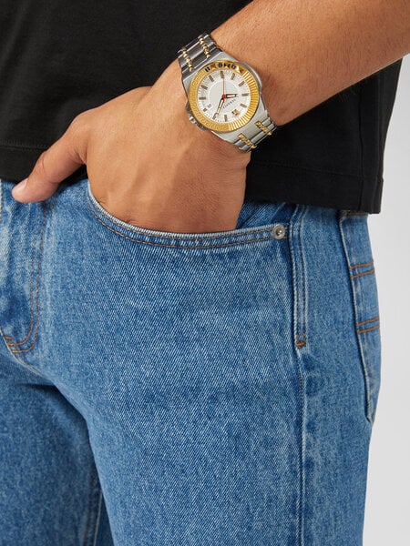 Versace Chain Reaction Quartz White Dial Two Tone Steel Strap Watch for Men - VEDY00519