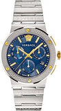 Versace Greca Quartz Blue Dial Silver Steel Strap Watch For Men - VEZ900221