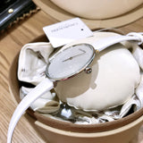 Calvin Klein Rise White Grey Dial White Leather Strap Watch for Women - K7A231L6