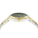 Versace V-Auria Quartz Green Dial Two Tone Steel Strap Watch for Men - VE0F00425
