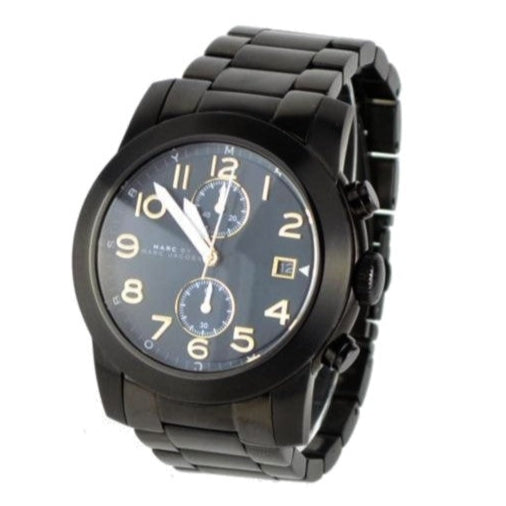 Marc Jacobs Larry Chronograph Black Dial Black Steel Strap Watch for Men - MBM5052