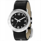 Marc Jacobs Amy Black Dial Black Leather Strap Watch for Women - MBM1140