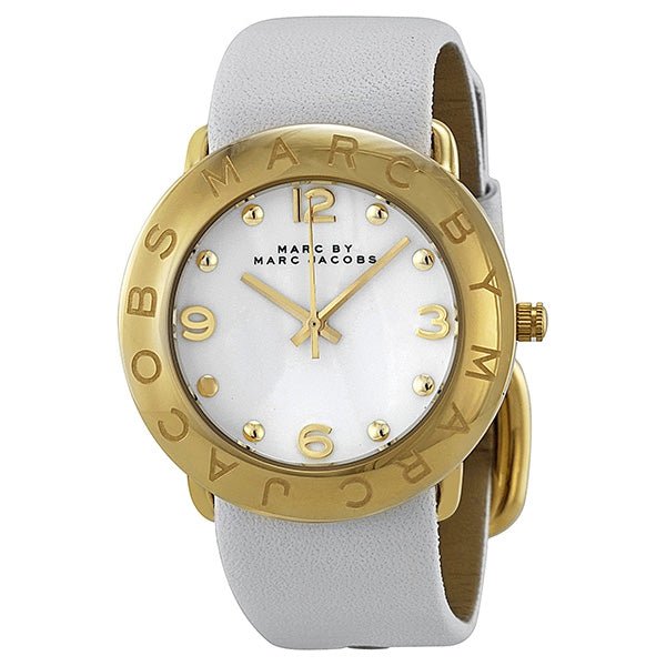 Marc Jacobs Amy White Dial White Leather Strap Watch for Women - MBM1150
