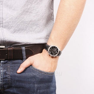 Tissot PR 100 Chronograph Black Dial Black Leather Strap Watch For Men - T101.417.16.051.00