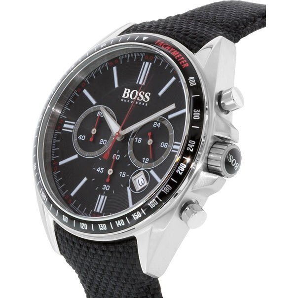 Hugo Boss Driver Black Dial Black Leather Strap Watch for Men -1513087