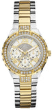 Guess Viva Diamonds Silver Dial Two Tone Steel Strap Watch for Women - W0111L5