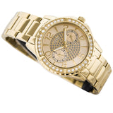 Guess Sassy Analog Quartz Gold Dial Gold Steel Strap Watch For Women - W0705L2