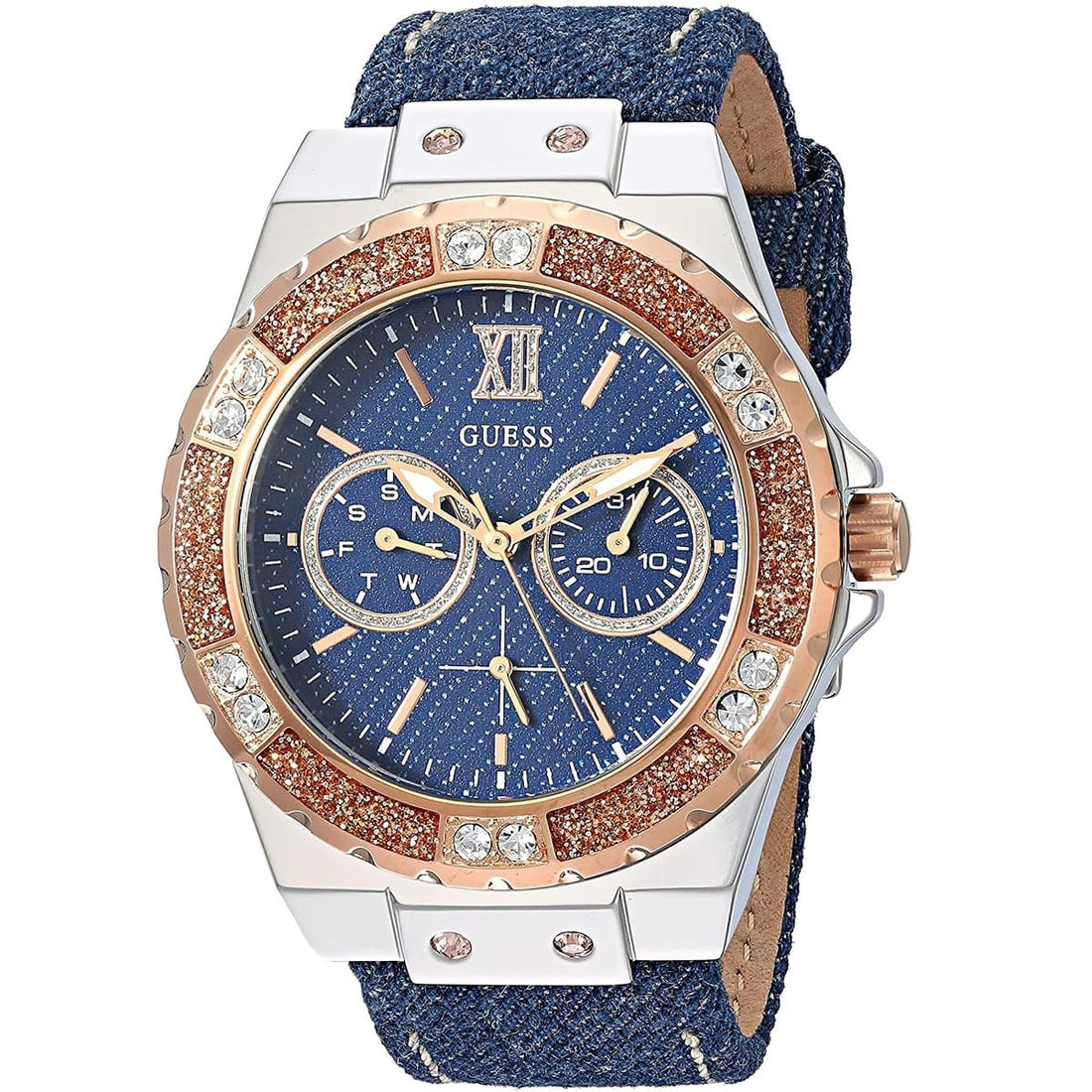Guess Limelight Quartz Analog Blue Dial Blue Denim Strap Watch For Women - W0775l10