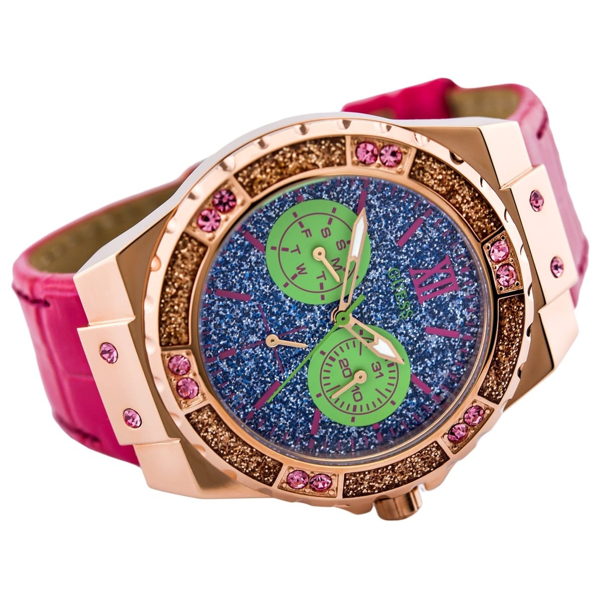 Guess Limelight Quartz Multicolor Dial Red Leather Strap Watch For Women - W0775L4