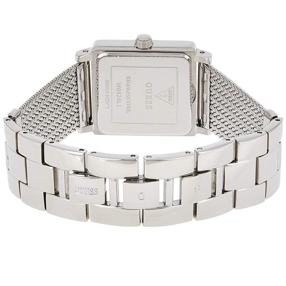Guess Highline White Dial Silver Mesh Bracelet Watch For Women - W0826L1