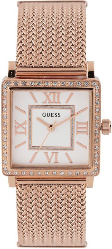 Guess Highline Off White Dial Rose Gold Stainless Steel Mesh Strap Watch For Women - W0826L3