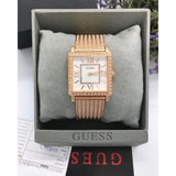 Guess Highline Off White Dial Rose Gold Stainless Steel Mesh Strap Watch For Women - W0826L3