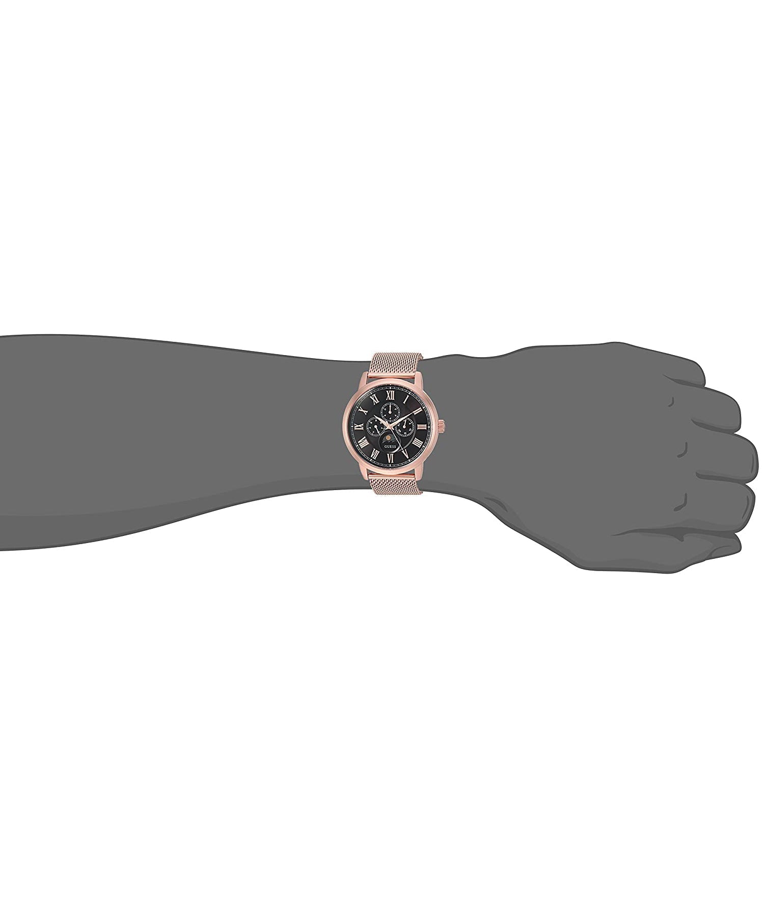 Guess Delancy Black Dial Rose Gold Mesh Bracelet Watch for Men - W0871G5