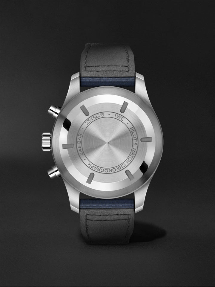 IWC Pilot's Automatic Chronograph 43mm Blue Dial Blue Calfskin Strap Watch for Men - IW377729