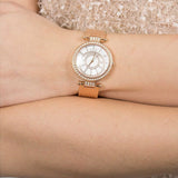 Guess Muse Quartz Silver Dial Rose Gold Steel Strap Watch For Women - W1008L3