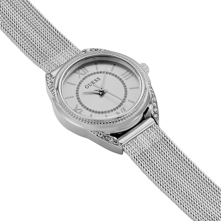 Guess Whisper Silver Dial Silver Mesh Bracelet Watch for Women - W1084L1