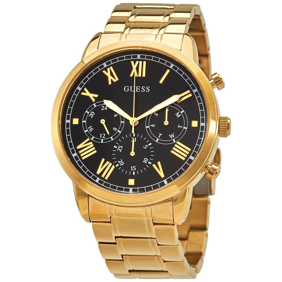 Guess Hendrix Multifunction Black Dial Gold Steel Strap Watch for Men - W1309G2