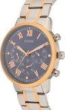 Guess Hendrix Chronograph Blue Dial Two Tone Steel Strap Watch for Men - W1309G4