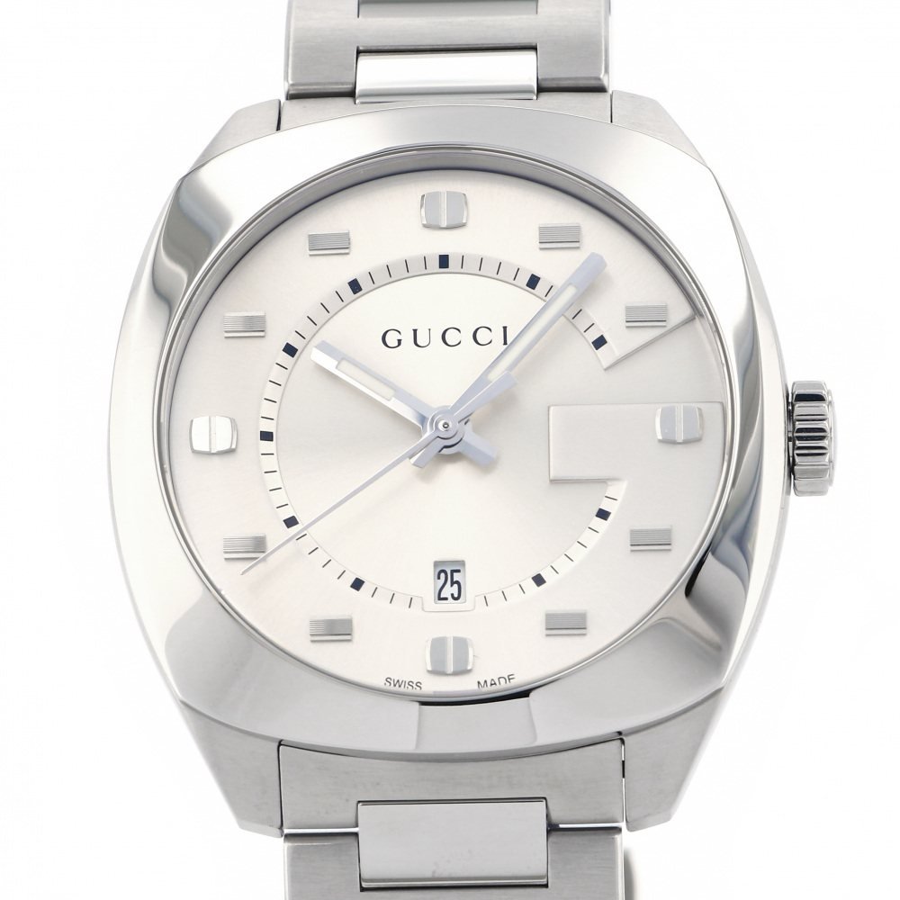 Gucci GG2570 Silver Dial Silver Steel Strap Watch For Men - YA142308