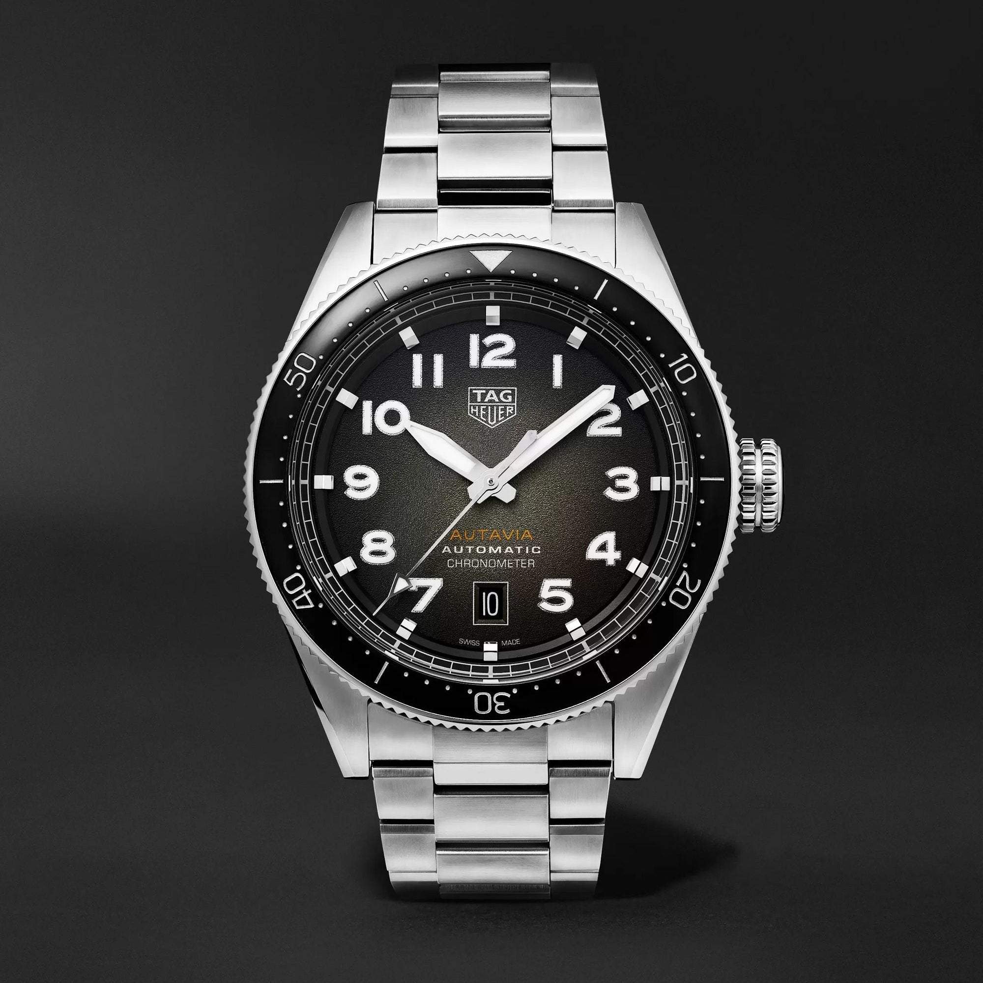 Tag Heuer Autavia Automatic Grey Dial Silver Steel Strap Watch for Men - WBE5114.EB0173