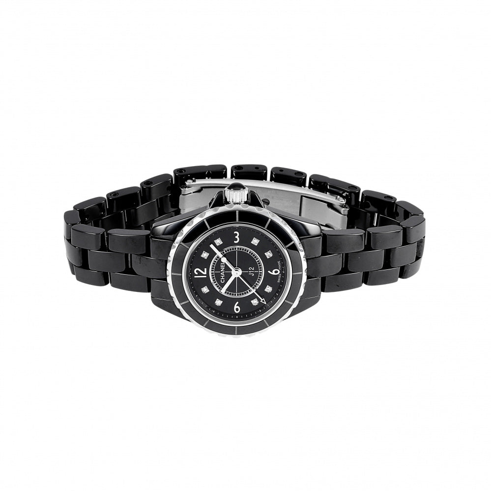 Chanel J12 Diamonds Black Dial Black Steel Strap Watch for Women - J12 H2569