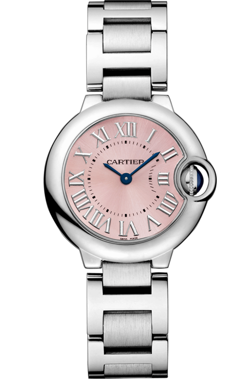 Cartier Ballon Bleu de Cartier Pink Dial Silver Steel Strap Watch for Women - W6920038