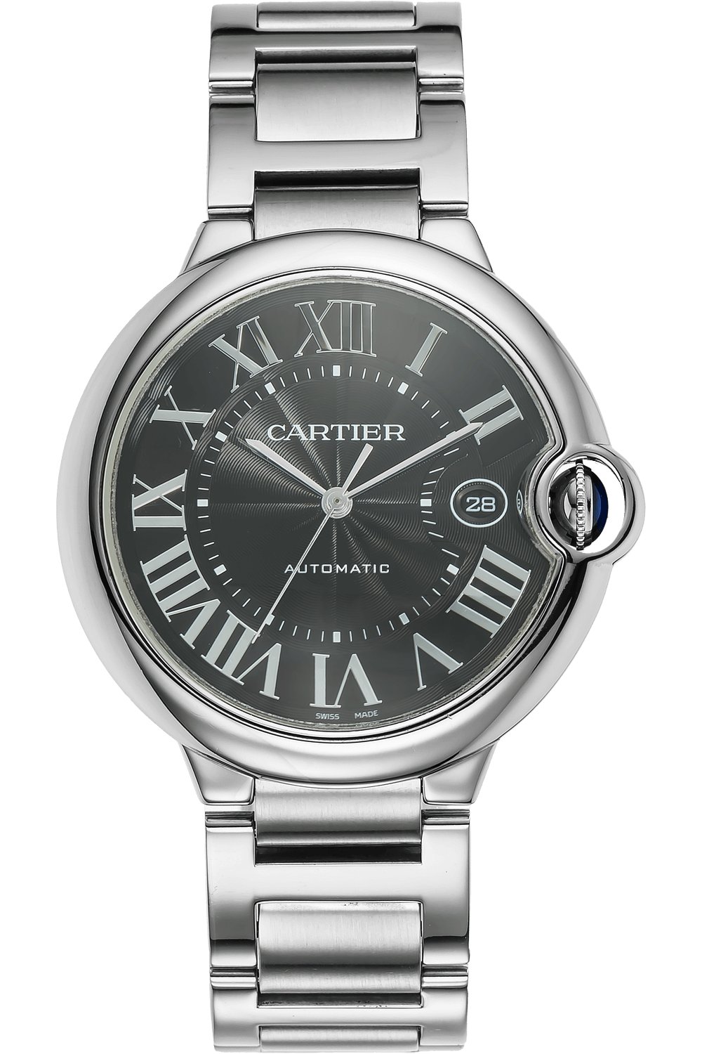 Cartier Ballon Bleu de Cartier Black Dial Silver Steel Strap Watch for Men - W6920042