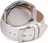 Guess Rosette Analog White Dial White Leather Strap Watch For Women - W75043L1