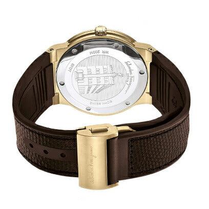 Salvatore Ferragamo F-80 Classic White Dial Brown Leather Strap Watch for Men - SFDT00819