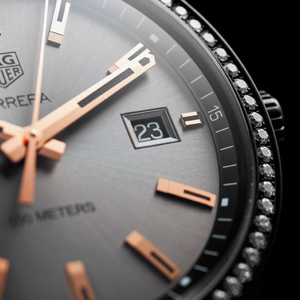 Tag Heuer Carrera Quartz Diamonds Black Dial Black Steel Strap Watch for Women - WAR1115.BA0602