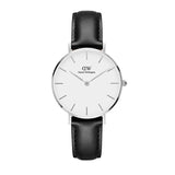 Daniel Wellington Classic Petite Sheffield White Dial Black Leather Strap Watch For Women - DW00100186