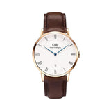 Daniel Wellington Dapper York White Dial Brown Leather Strap Watch For Men - DW00100085