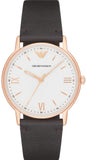 Emporio Armani Dress Quartz White Dial Brown Leather Strap Watch For Men - AR11011