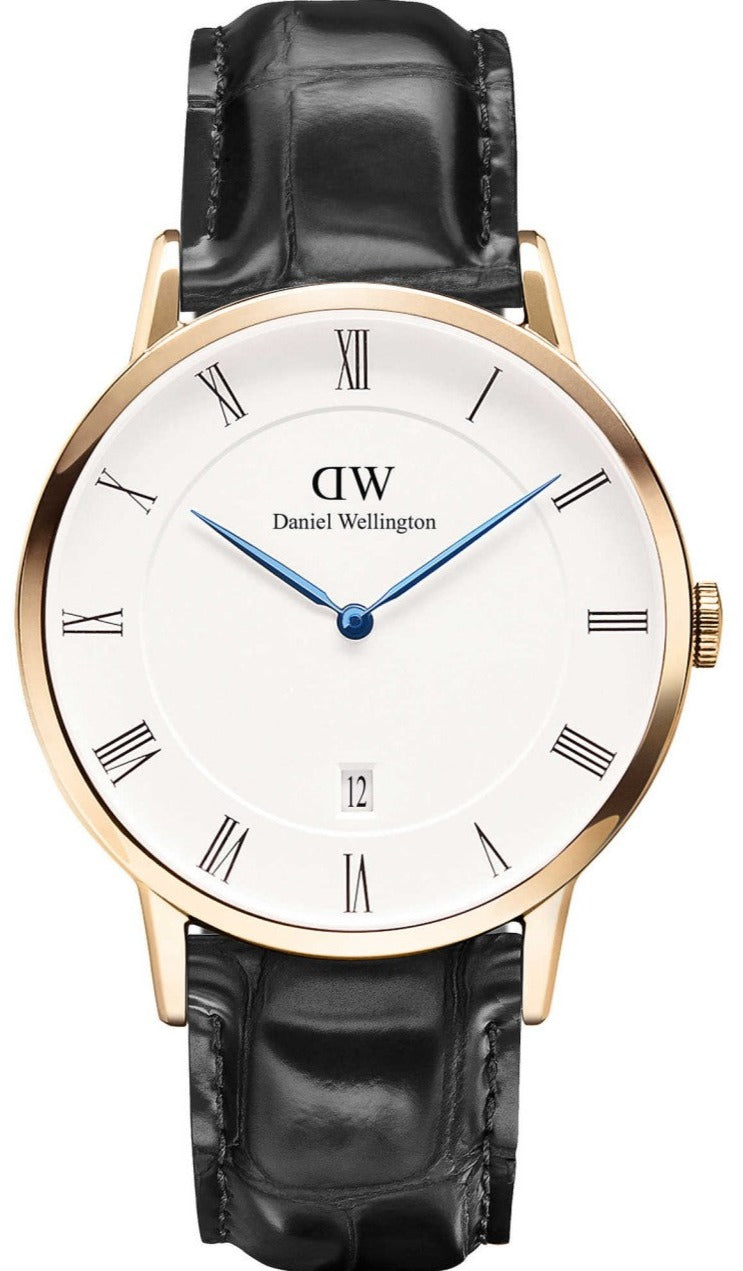 Daniel Wellington Dapper Reading White Dial Black Leather Strap Watch For Men - DW00100107