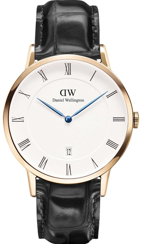 Daniel Wellington Dapper Reading White Dial Black Leather Strap Watch For Men - DW00100107