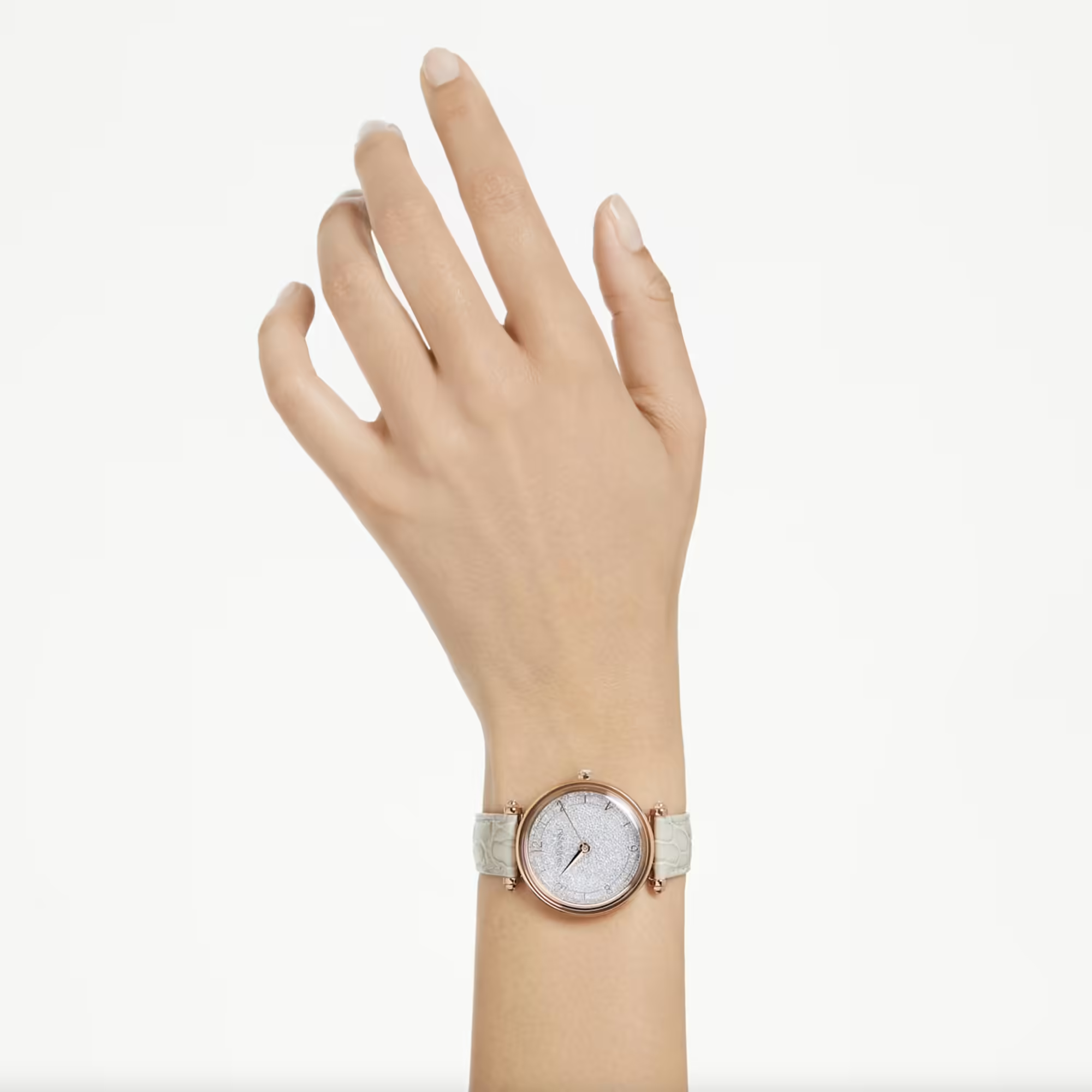 Swarovski Crystalline Wonder Silver Dial Beige Leather Strap Watch for Women - 5656899