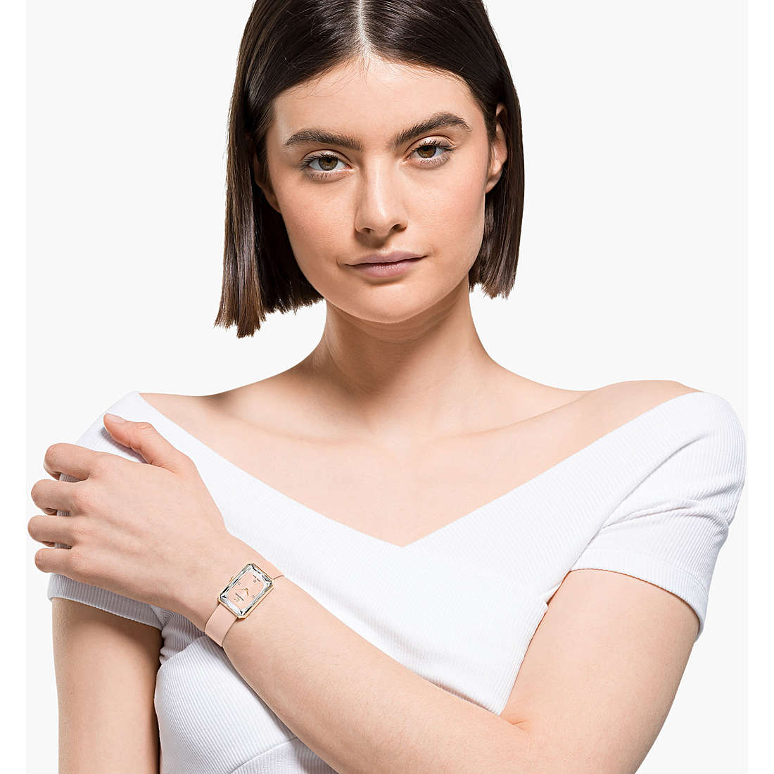 Swarovski Uptown Pink Dial Pink Leather Strap Watch for Women - 5547719