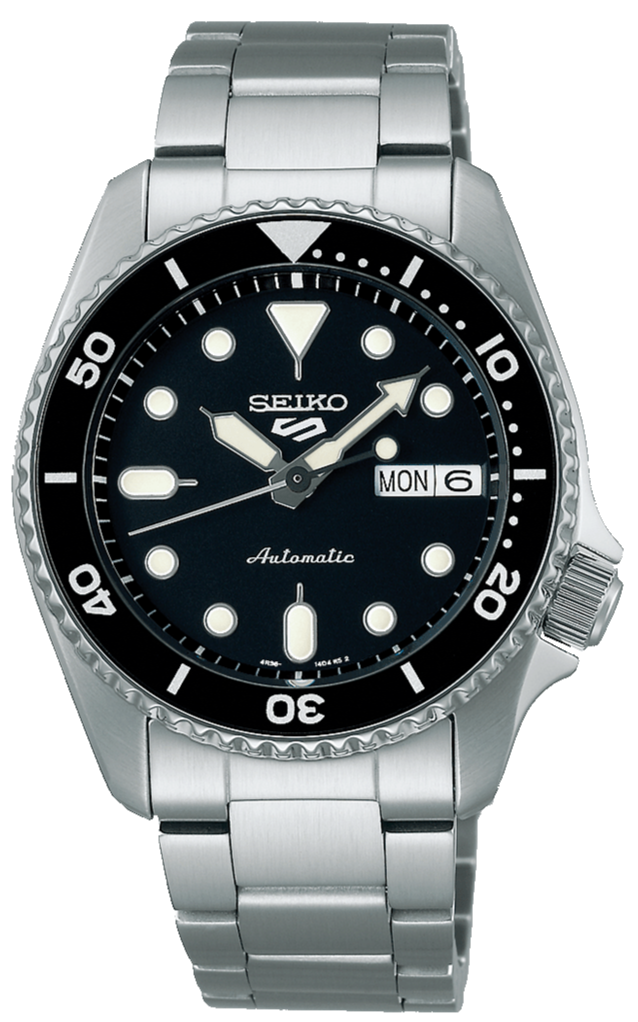 Seiko 5 Sports SKX Automatic Black Dial Silver Steel Strap Watch For Men - SRPK29K1