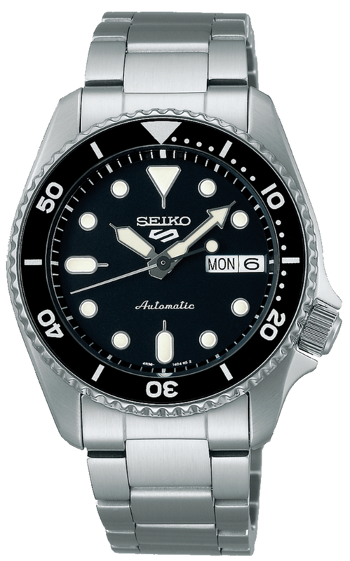 Seiko 5 Sports SKX Automatic Black Dial Silver Steel Strap Watch For Men - SRPK29K1
