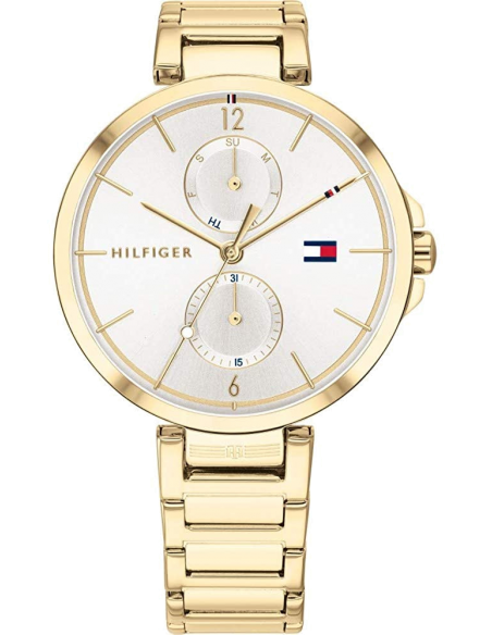 Tommy Hilfiger Angela White Dial Gold Steel Strap Watch for Women - 1782128