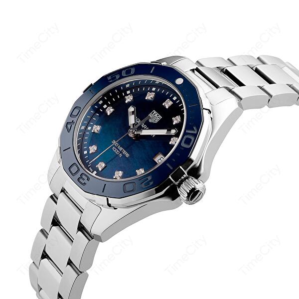 Tag Heuer Aquaracer Diamonds Blue Dial Silver Steel Strap Watch for Women - WAY131L.BA0748