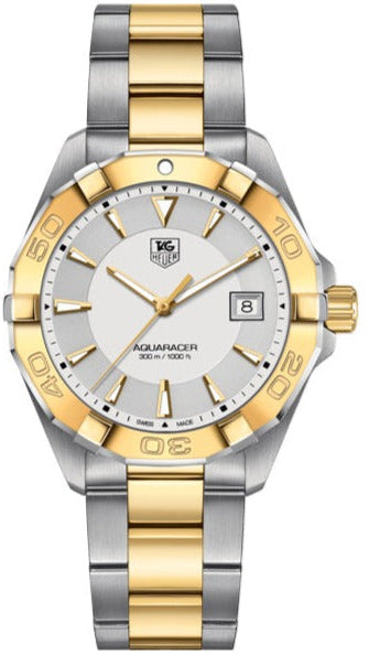 Tag Heuer Aquaracer Quartz White Dial Two Tone Steel Strap Watch for Men - WAY1120.BB0930