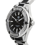 Tag Heuer Aquaracer Quartz Diamonds Black Dial Two Tone Steel Strap Watch for Men - WAY131E.BA0913