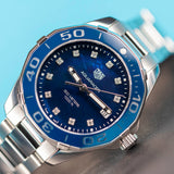 Tag Heuer Aquaracer Diamonds Blue Dial Silver Steel Strap Watch for Women - WAY131L.BA0748