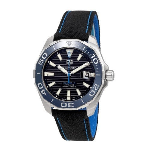 Tag Heuer Aquaracer Calibre 5 Automatic Black Dial Black Nylon Strap Watch for Men - WAY201C.FC6395