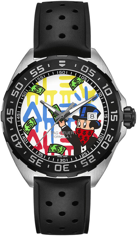 Tag Heuer Formula 1 Alec Monopoly Special Edition Black Rubber Strap Watch for Men - WAZ1119.FT8023